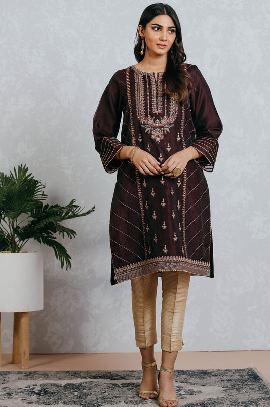 Stitched 1 Piece Organza Embroidered Shirt