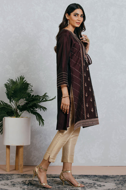 Stitched 1 Piece Organza Embroidered Shirt