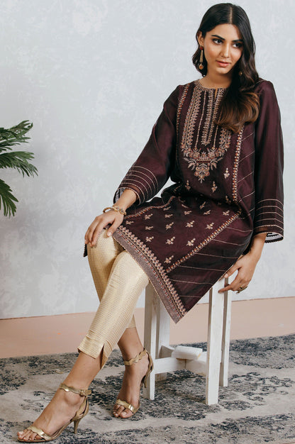 Stitched 1 Piece Organza Embroidered Shirt