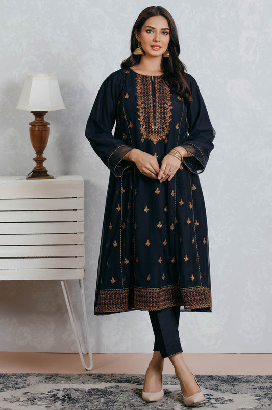Stitched 1 Piece Poly net Embroidered Suit