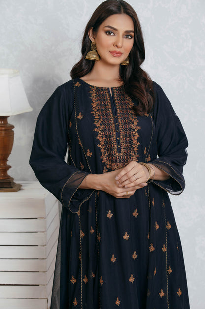 Stitched 1 Piece Poly net Embroidered Suit