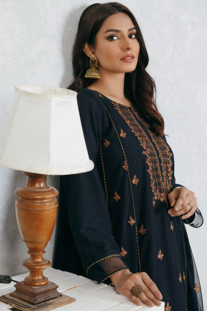 Stitched 1 Piece Poly net Embroidered Suit