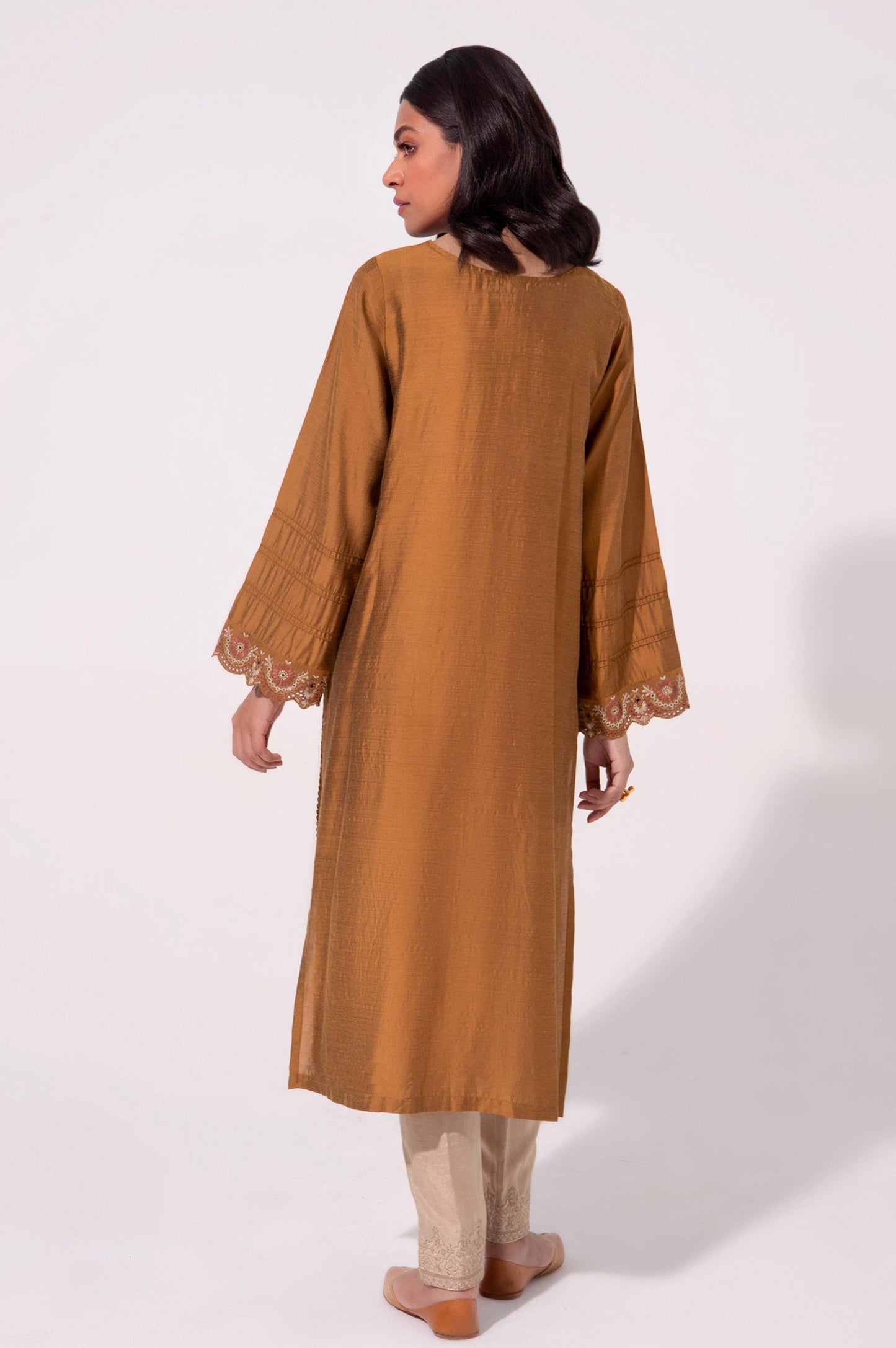 Stitched 1 Piece Embroidered Cotton Silk Shirt