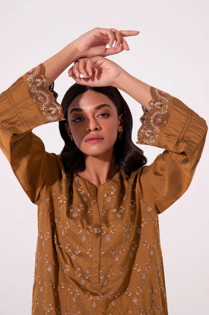 Stitched 1 Piece Embroidered Cotton Silk Shirt