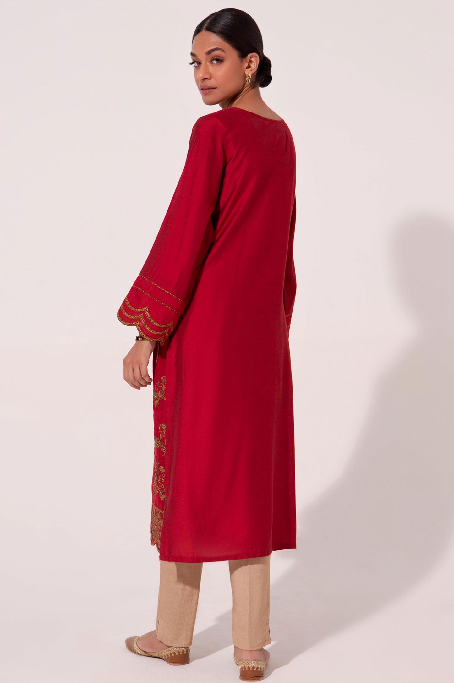 Stitched 1 Piece Cotton silk Embroidered Shirt