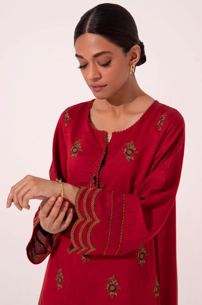 Stitched 1 Piece Cotton silk Embroidered Shirt