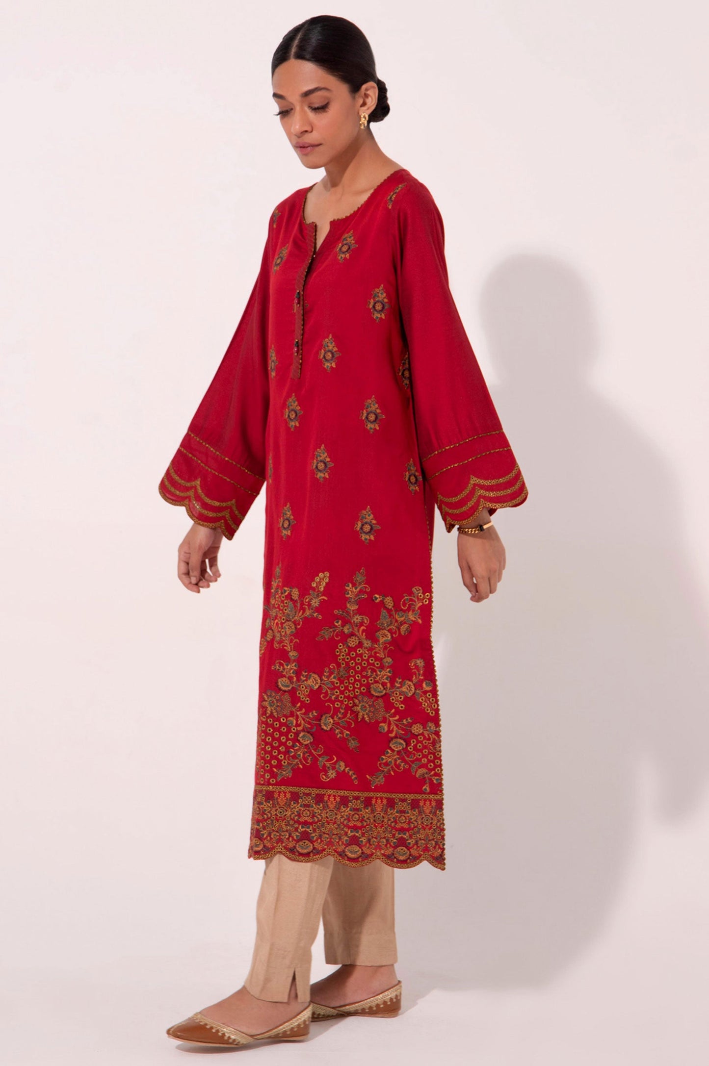 Stitched 1 Piece Cotton silk Embroidered Shirt