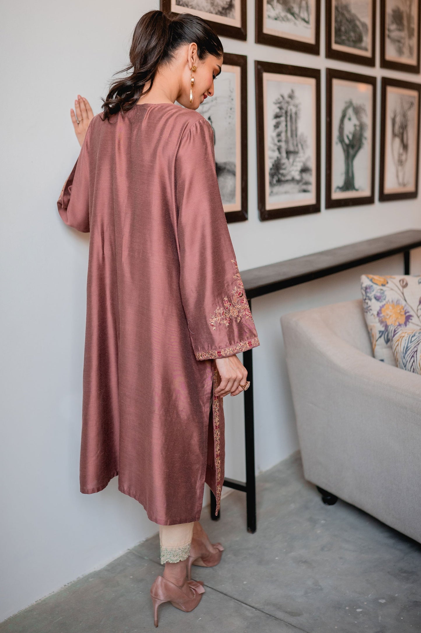 Stitched 1 Piece Cotton Silk Embroidered Shirt