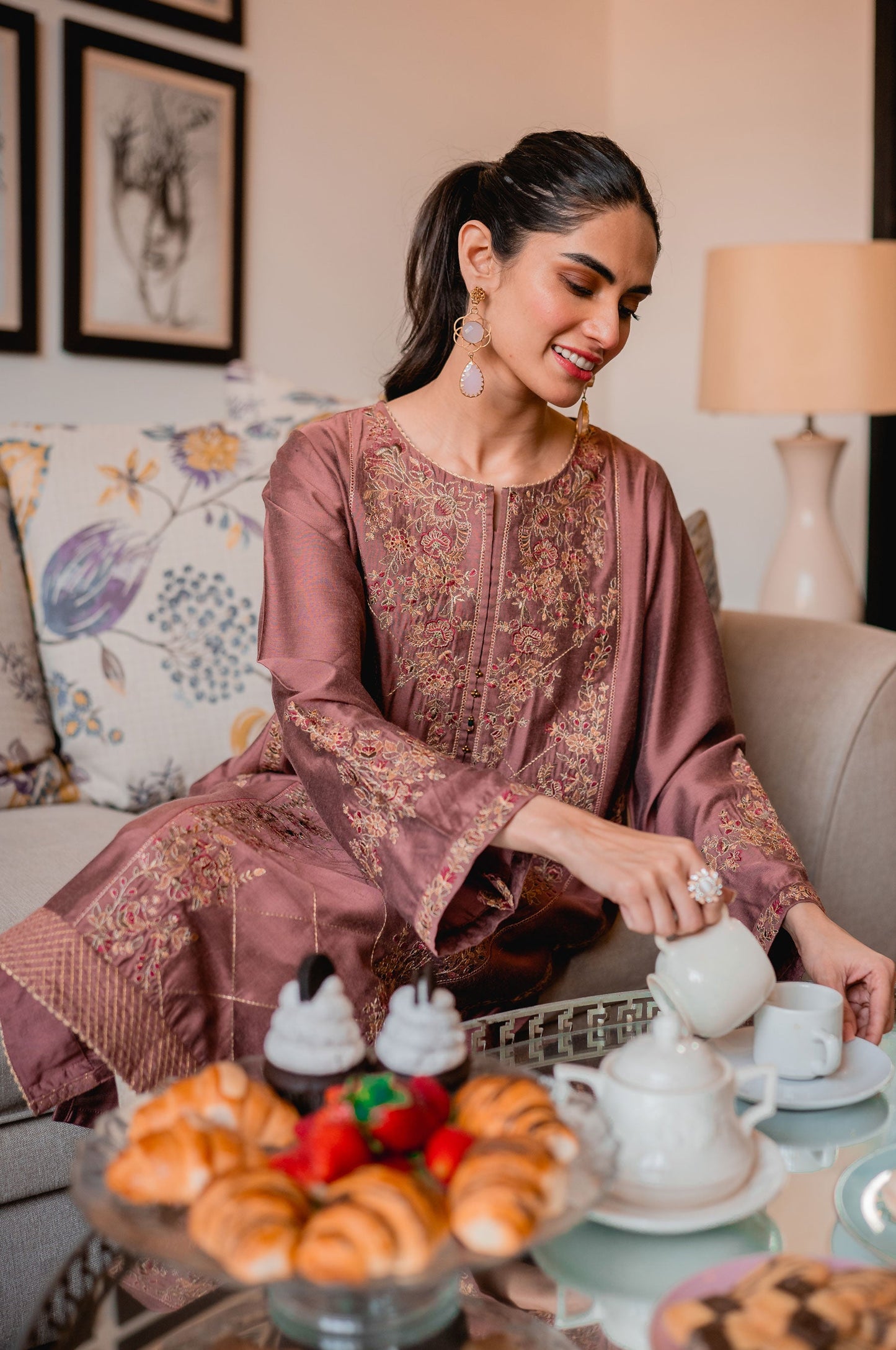 Stitched 1 Piece Cotton Silk Embroidered Shirt