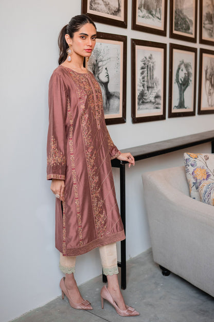 Stitched 1 Piece Cotton Silk Embroidered Shirt