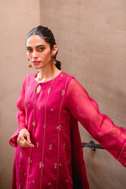 Stitched 1 Piece Khaddi Net Embroidered Shirt