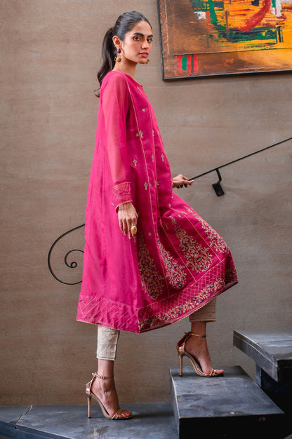 Stitched 1 Piece Khaddi Net Embroidered Shirt