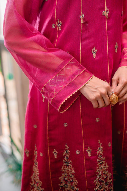 Stitched 1 Piece Khaddi Net Embroidered Shirt