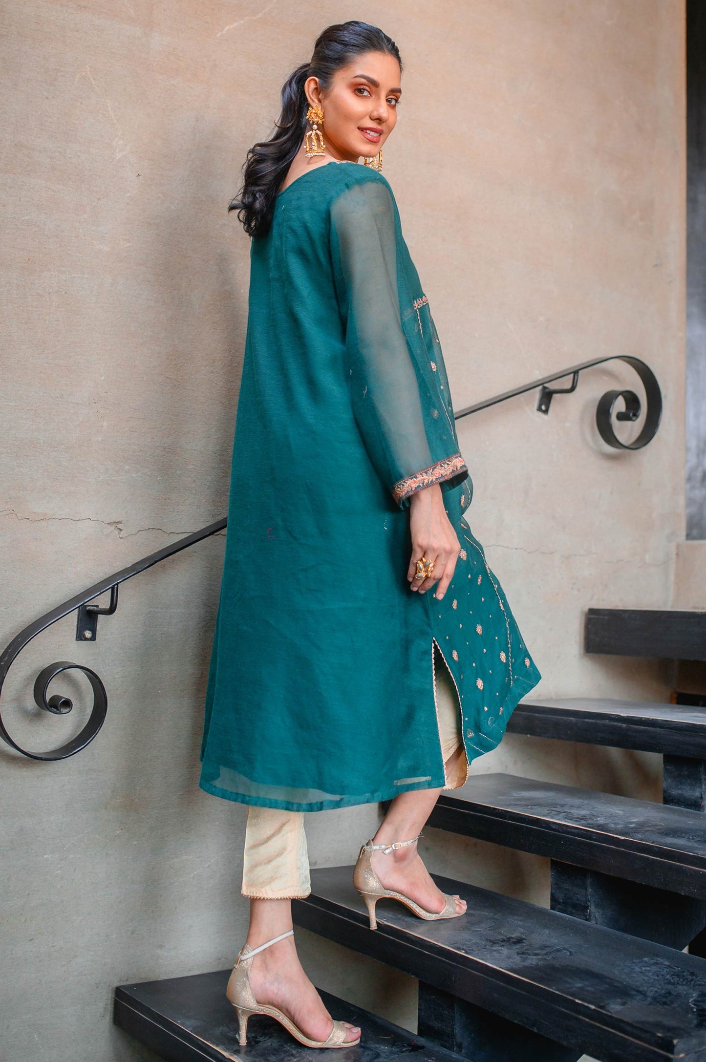 Stitched 1 Piece Khaddi Net Embroidered Shirt