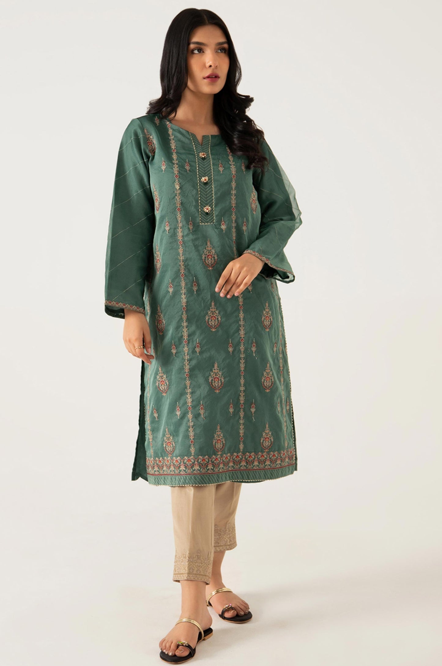 Stitched 1 Piece Organzat Embroidered Shirt