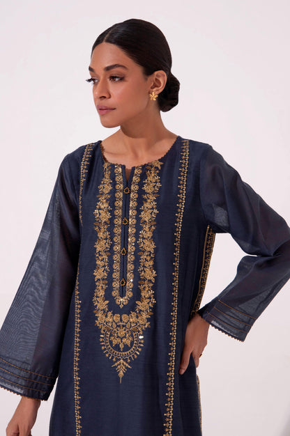 Stitched 1 Piece Cotton Net Embroidered Shirt