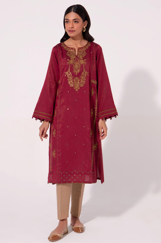 Stitched 1 Piece Cotton silk Embroidered Shirt