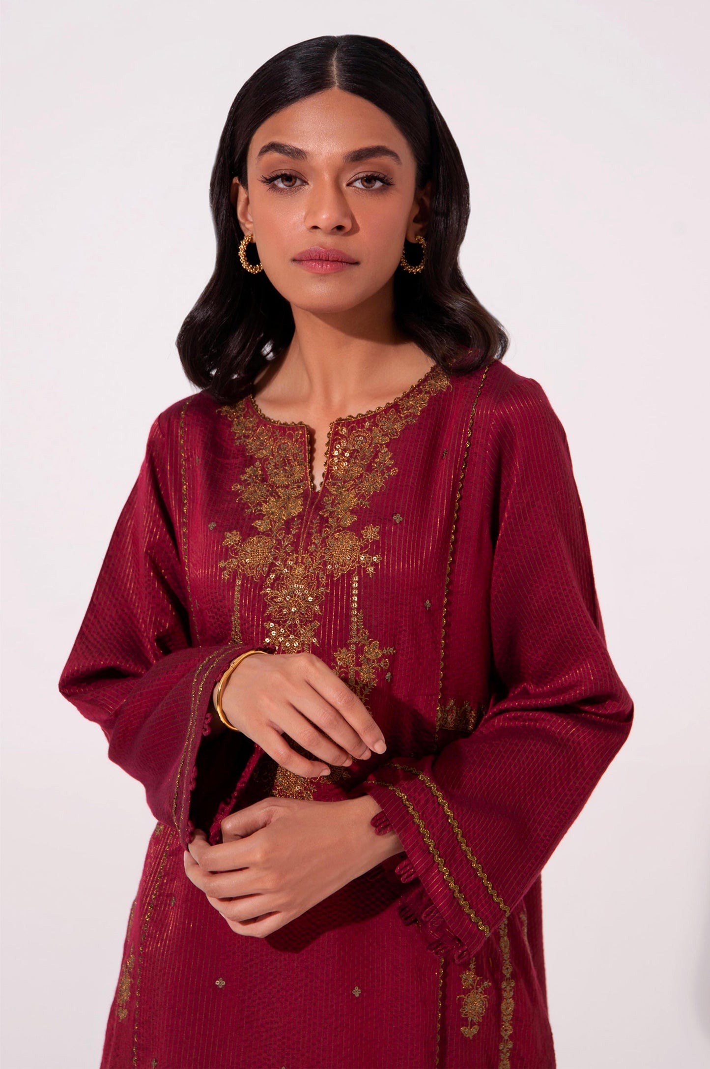 Stitched 1 Piece Cotton silk Embroidered Shirt