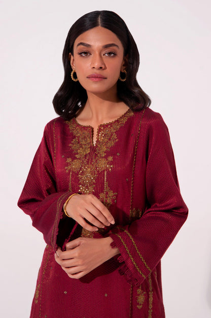 Stitched 1 Piece Cotton silk Embroidered Shirt