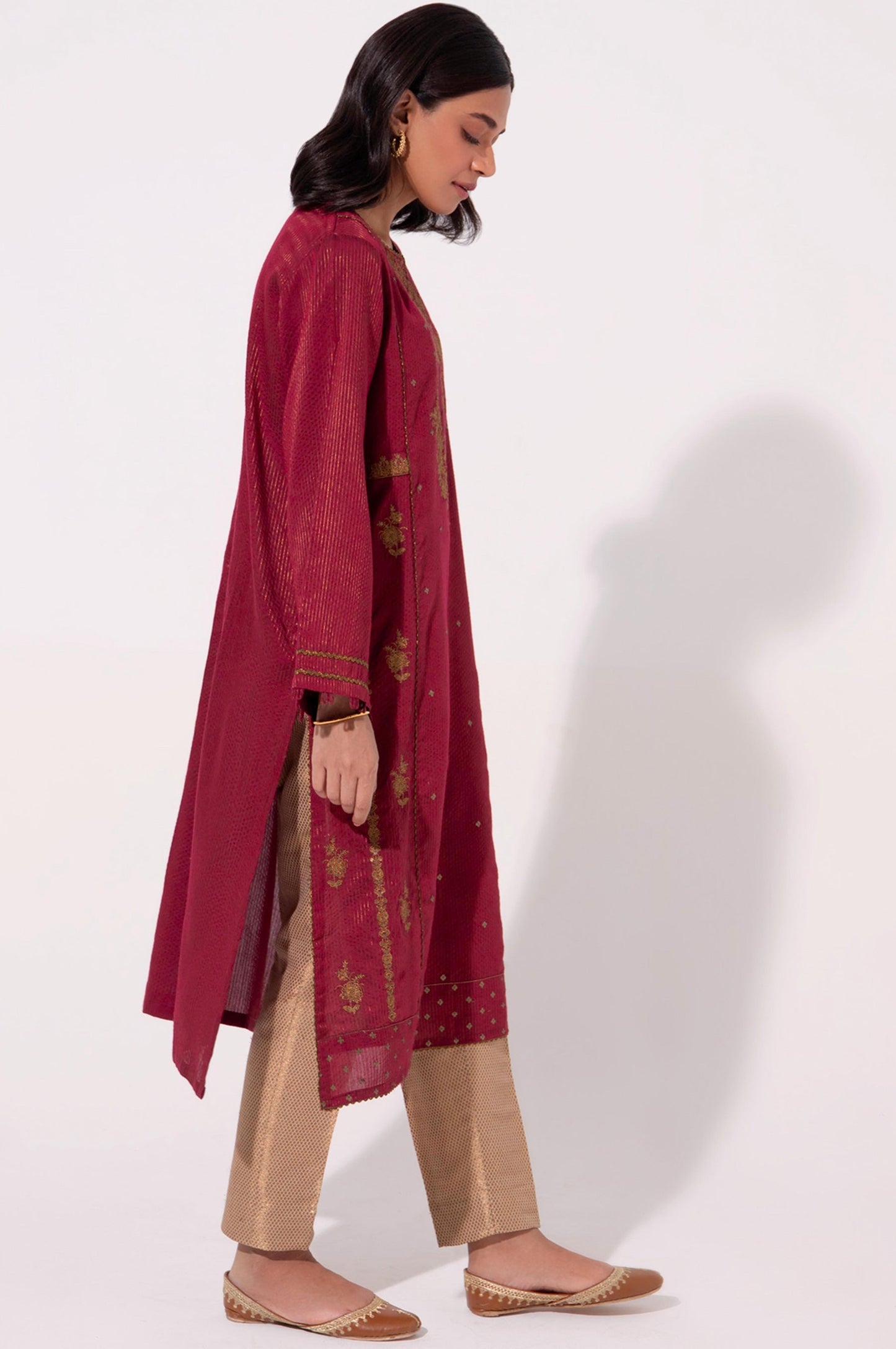 Stitched 1 Piece Cotton silk Embroidered Shirt