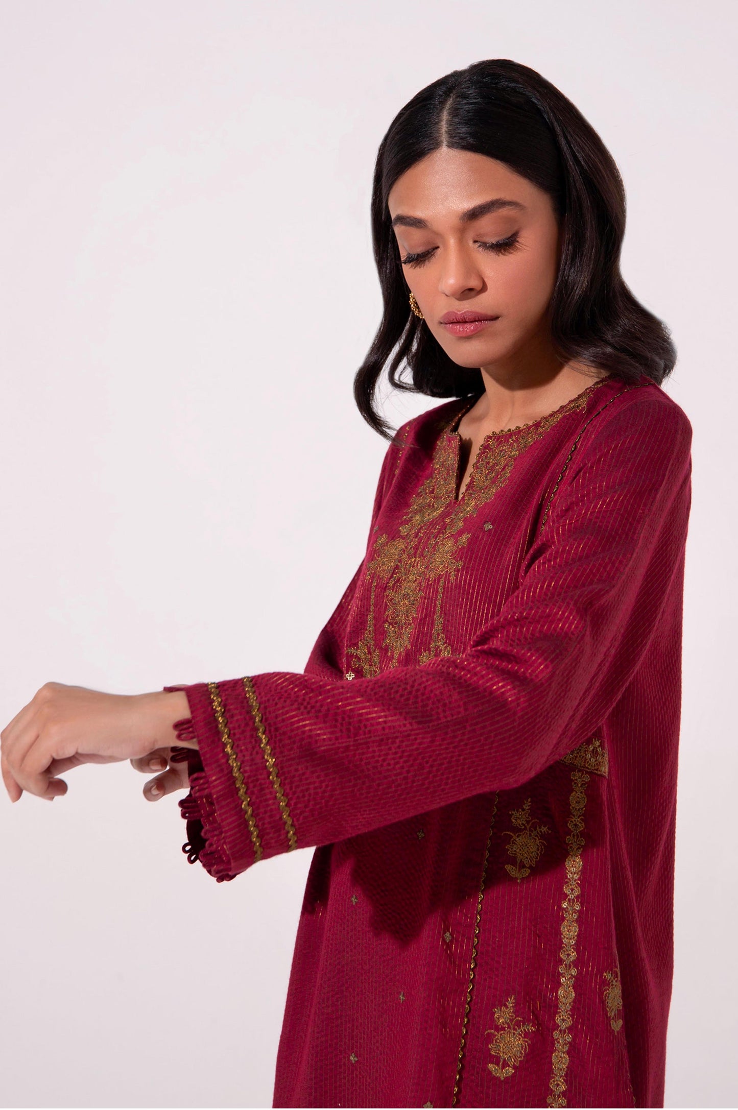 Stitched 1 Piece Cotton silk Embroidered Shirt