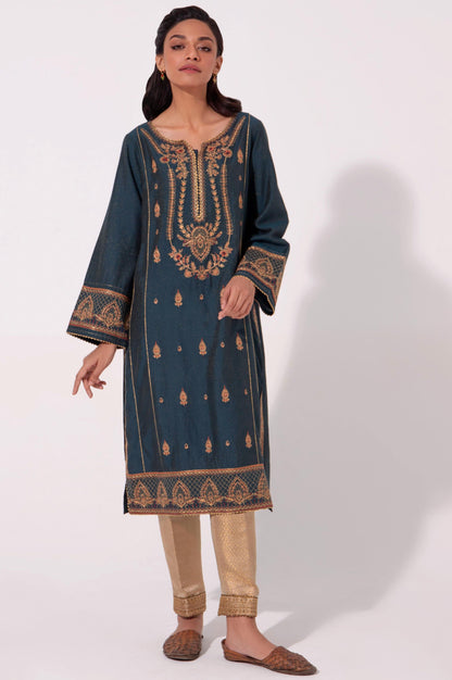 Stitched 1 Piece Embroidered Cotton Silk Shirt