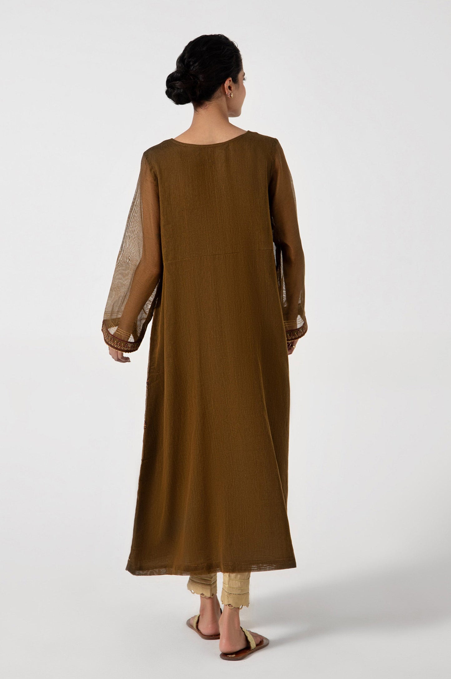 Stitched 1 Piece Embroidered Khaddi Net Shirt