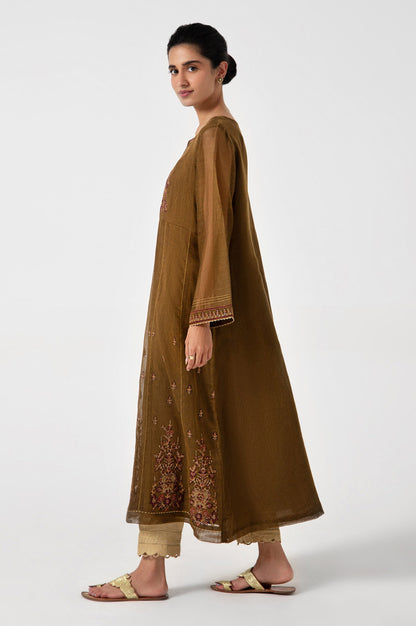 Stitched 1 Piece Embroidered Khaddi Net Shirt