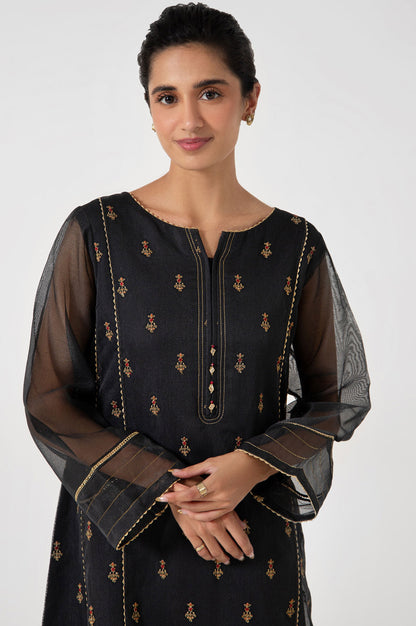 Stitched 1 Piece Embroidered Khaddi Net Shirt
