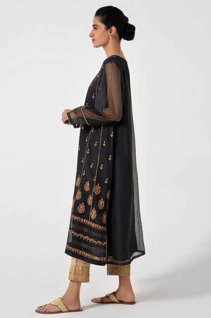 Stitched 1 Piece Embroidered Khaddi Net Shirt