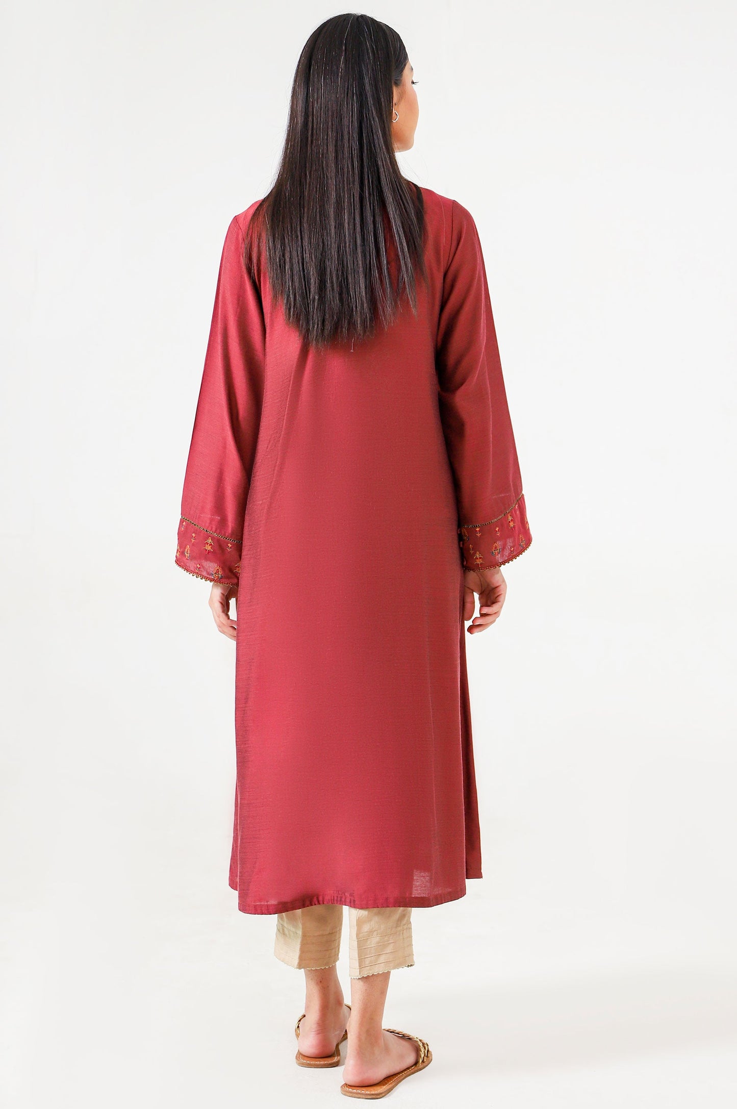 Stitched 1 Piece Cotton Silk Embroidered Shirt