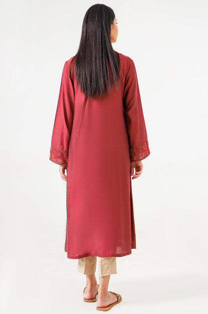 Stitched 1 Piece Cotton Silk Embroidered Shirt