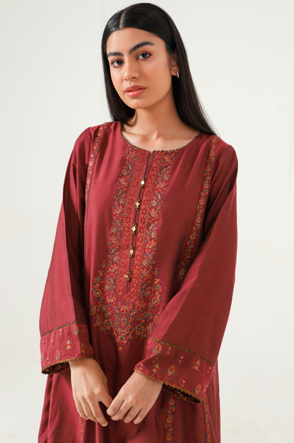 Stitched 1 Piece Cotton Silk Embroidered Shirt