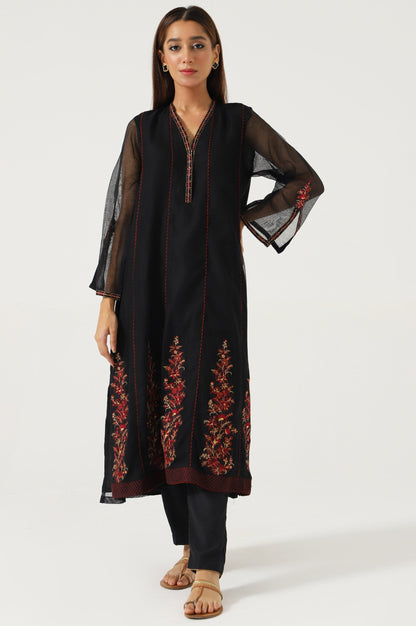 Stitched 1 Piece khaddi Net Embroidered Shirt