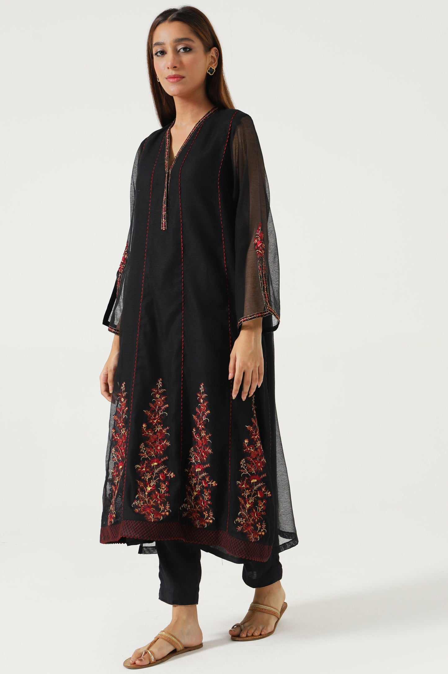 Stitched 1 Piece khaddi Net Embroidered Shirt