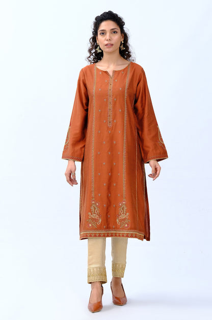 Stitched 1 Piece Cotton Silk Embroidered Shirt