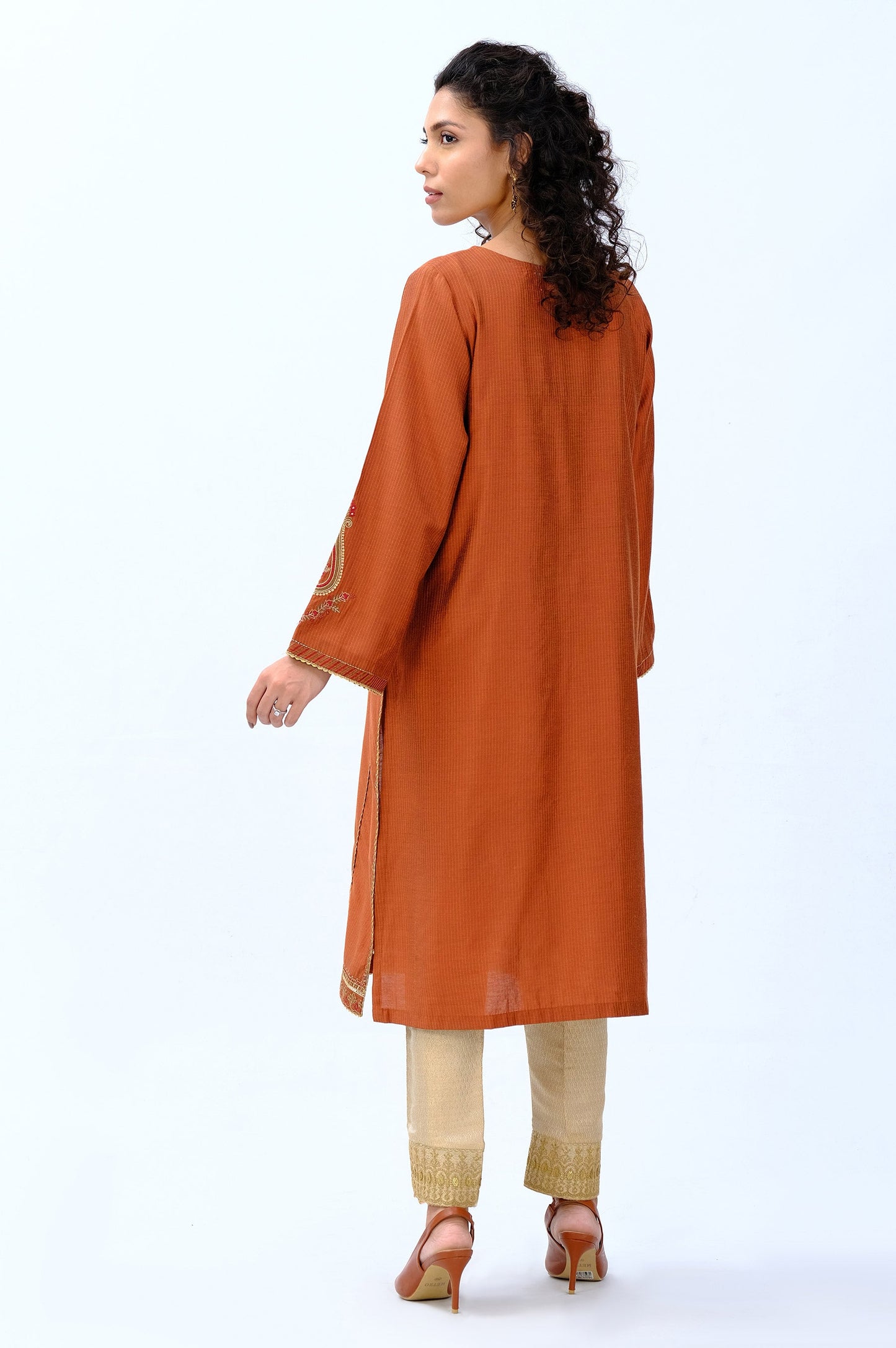 Stitched 1 Piece Cotton Silk Embroidered Shirt