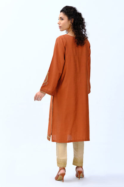 Stitched 1 Piece Cotton Silk Embroidered Shirt