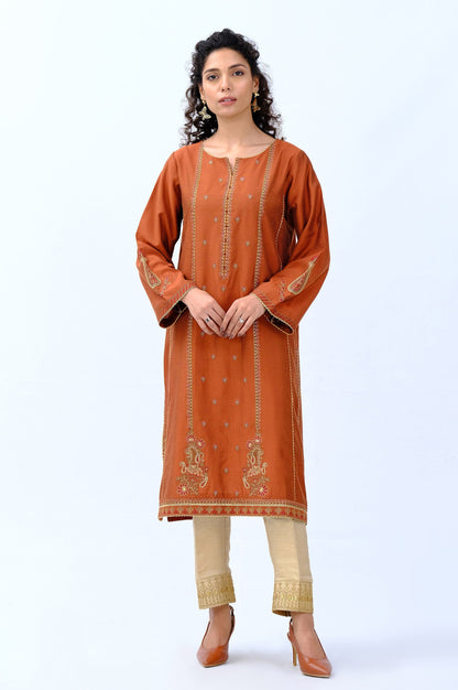 Stitched 1 Piece Cotton Silk Embroidered Shirt