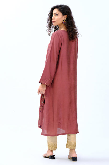 Stitched 1 Piece Cotton Silk Embroidered Shirt