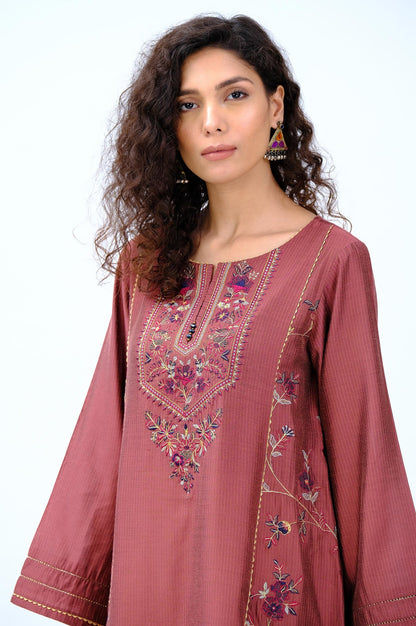 Stitched 1 Piece Cotton Silk Embroidered Shirt