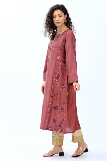 Stitched 1 Piece Cotton Silk Embroidered Shirt