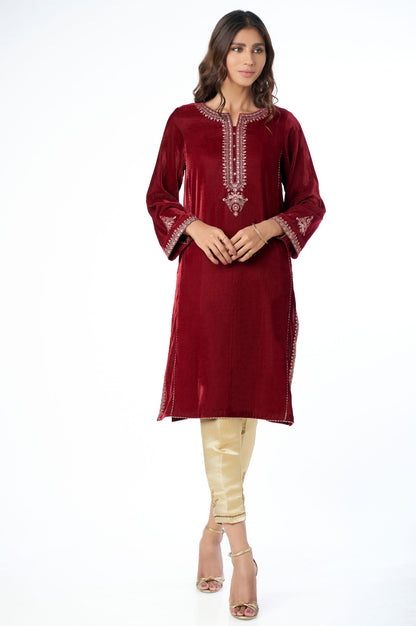 Stitched 1 Piece Velvet Embroidered Shirt