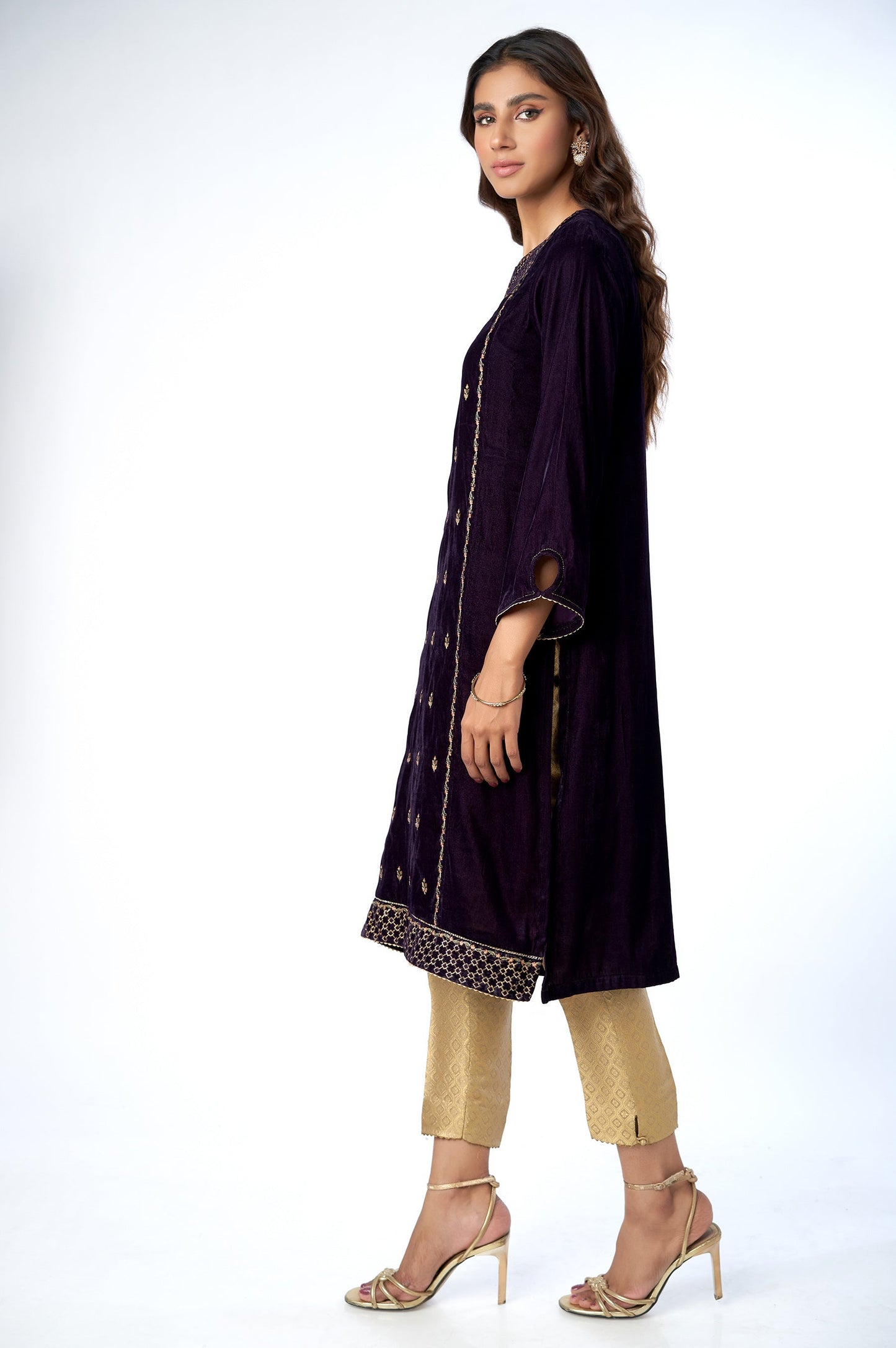 Stitched 1 Piece Velvet Embroidered Shirt