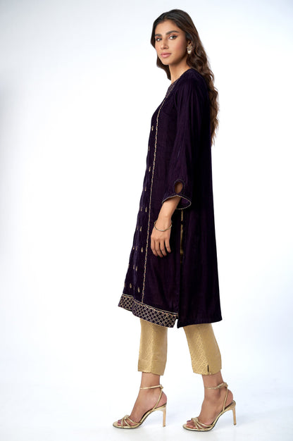 Stitched 1 Piece Velvet Embroidered Shirt