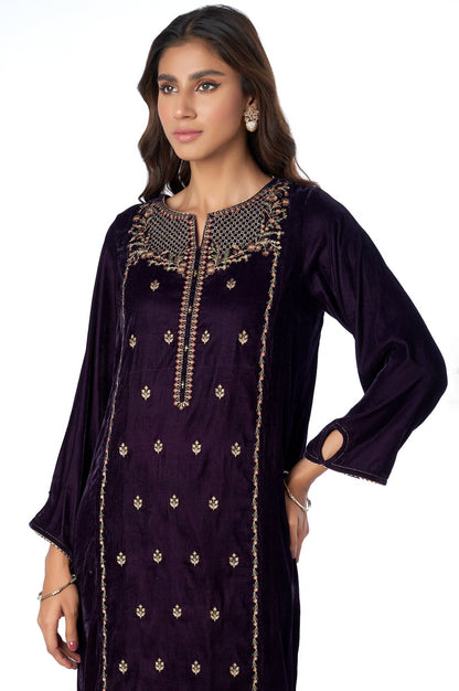 Stitched 1 Piece Velvet Embroidered Shirt