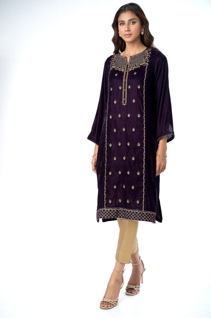 Stitched 1 Piece Velvet Embroidered Shirt