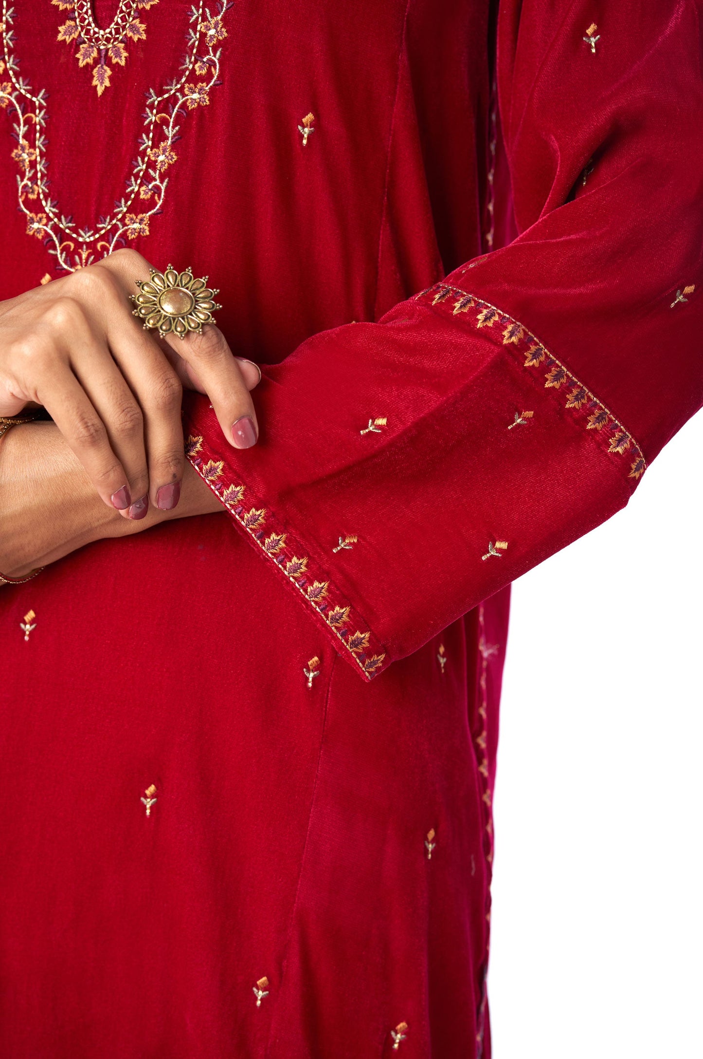 Stitched 1 Piece Velvet Embroidered Shirt