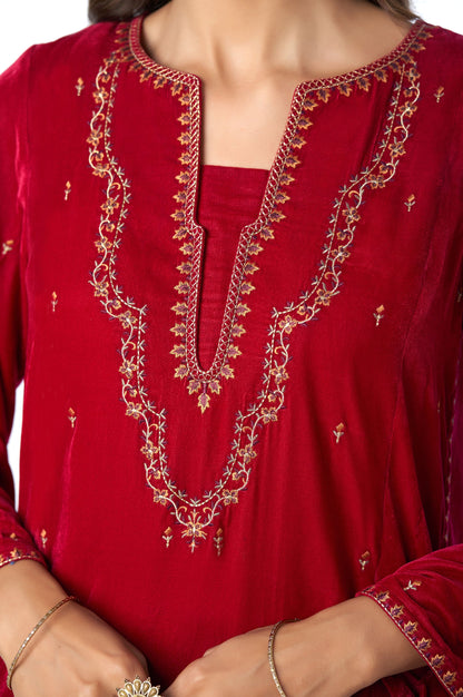 Stitched 1 Piece Velvet Embroidered Shirt