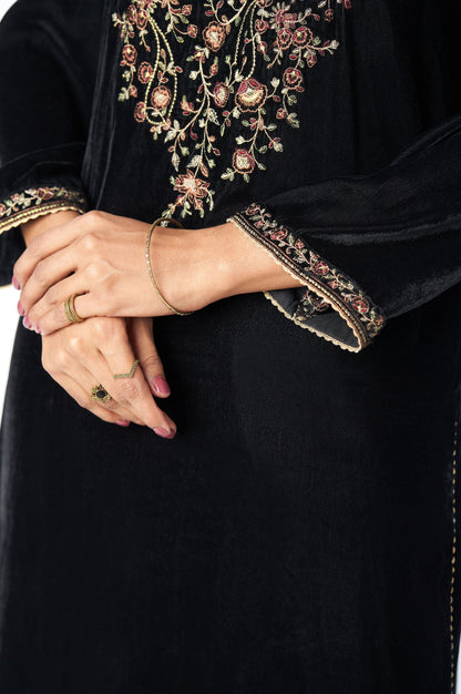 Stitched 1 Piece Velvet Embroidered Shirt